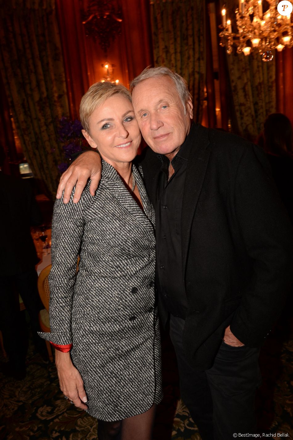 Exclusif - Yves Rénier et sa femme Karin - Dîner de Gala organisé dans les Salons de l'hôtel Le Bristol Paris en présence de la direction des hôtels de l'île de Saint-Barthélemy, le 1er décembre 2017. © Rachid Bellak/Bestimage