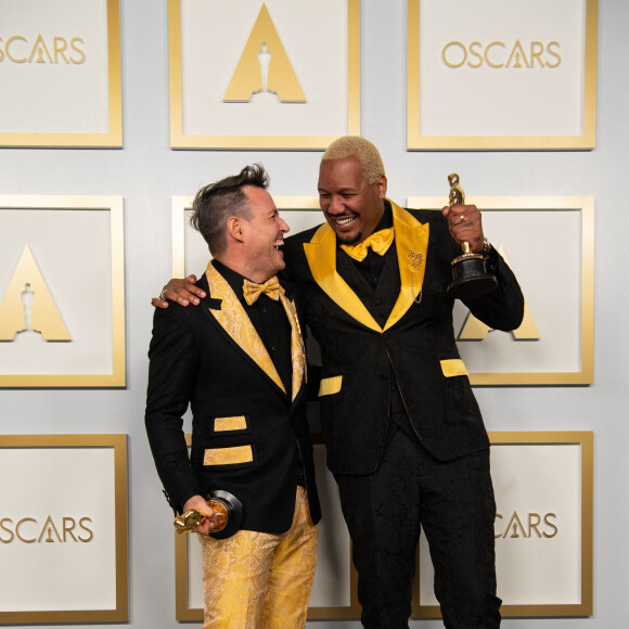 Travon Free et Martin Desmond Roe lauréats de la 93 cérémonie des Oscars à Los Angeles, le 25 avril 2021. Photo par Todd Wawrychuk/A.M.P.A.S. via ABACAPRESS.COM