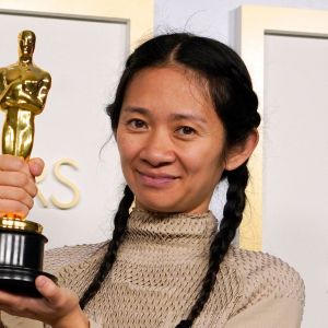 Chloe Zhao (Oscar du Meilleur film pour "Nomadland") - Pressroom - 93ème cérémonie des Oscars dans la gare Union Station à Los Angeles, le 25 avril 2021.