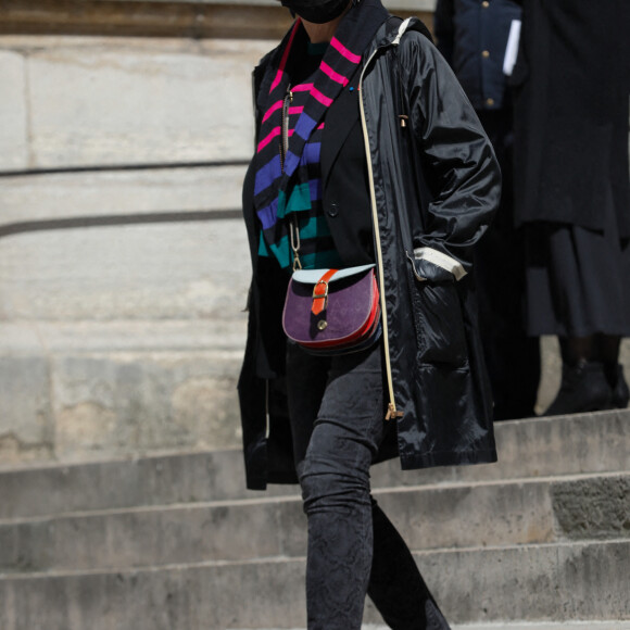 Macha Méril - Obsèques de Myriam Feune de Colombi (Myriam Vilgrain) en l'église Saint-Roch à Paris. Le 26 avril 2021. © Christophe Clovis/Bestimage