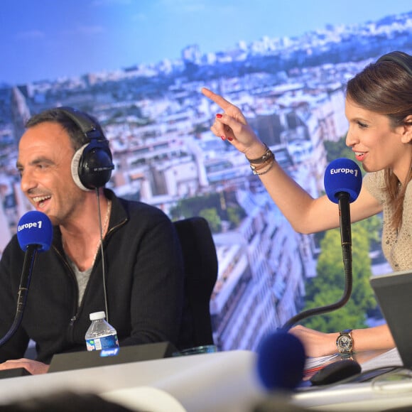 Enregistrement d'une émission animée par Nikos Aliagas et Sonia Mabrouk pour le 60e anniversaire d'Europe 1 à Paris. Le 4 février 2015.