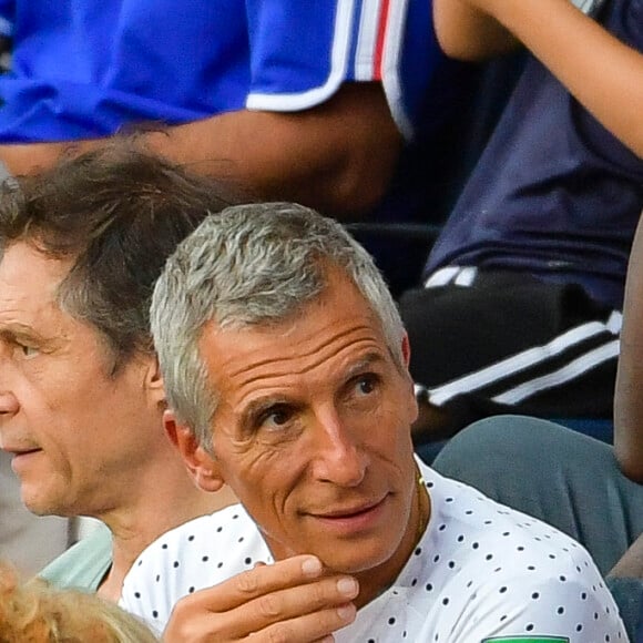 Nagui et sa femme Mélanie Page dans les tribunes lors du quart de finale de la Coupe du Monde Féminine de football opposant les Etats-Unis à la France au Parc des Princes à Paris, France, le 28 juin 2019. Les USA ont gagné 2-1. © Pierre Perusseau/Bestimage