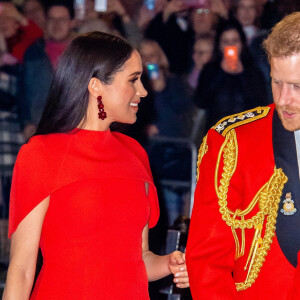 Le prince Harry, duc de Sussex, et Meghan Markle, duchesse de Sussex assistent au festival de musique de Mountbatten au Royal Albert Hall de Londres, Royaume Uni, le 7 mars 2020.