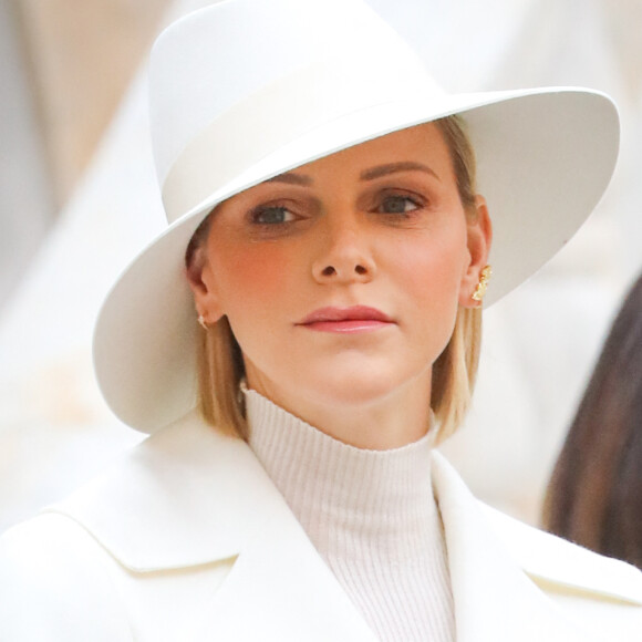 La princesse Charlène de Monaco - La famille princière de Monaco dans la cour du palais lors de la fête Nationale monégasque à Monaco le 19 novembre 2019. © Olivier Huitel/Pool Monaco/Bestimage 