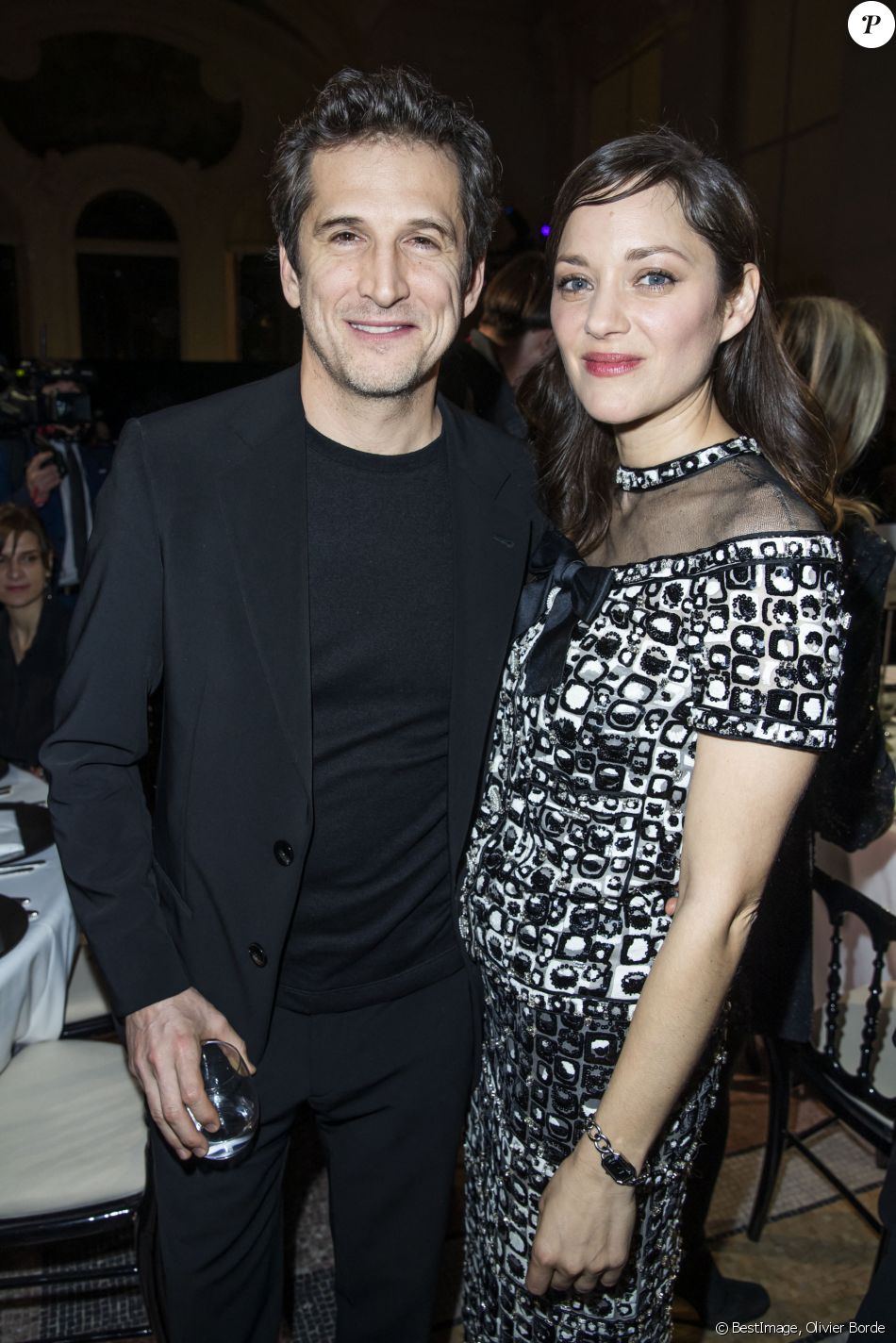 Guillaume Canet et sa compagne Marion Cotillard - Intérieur du dîner Chanel des révélations César 2020 au Petit Palais à Paris, le 13 janvier 2020. © Olivier Borde/Bestimage