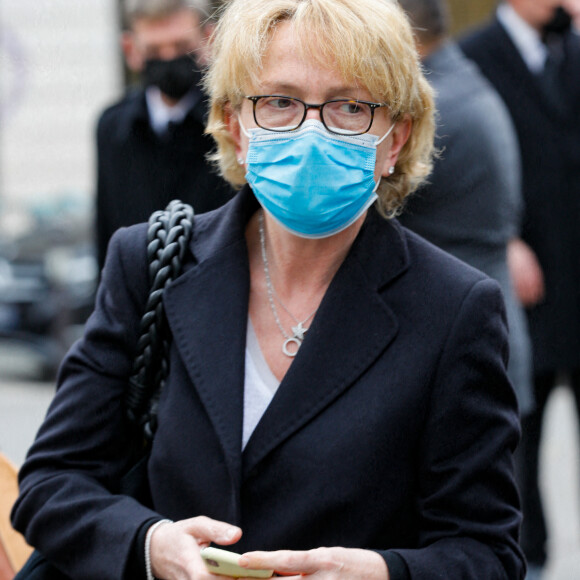 Claude Chirac - Sorties des obsèques de Lise Toubon en l'église Notre-Dame-des-Champs à Paris. Le 4 mars 2021 