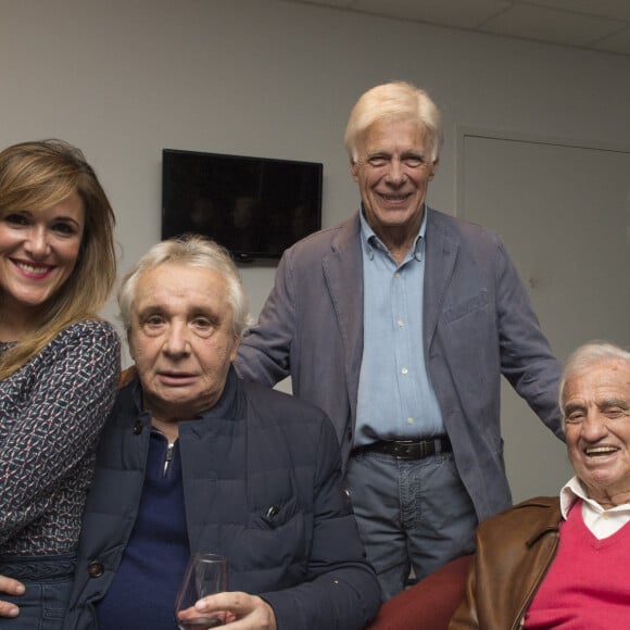 Exclusif -  Victoria Bedos, Michel Sardou, Guy Bedos et Jean-Paul Belmondo au concert ultime de Michel Sardou pour la dernière date de son spectacle "La dernière danse" à la Seine Musicale à Boulogne-Billancourt le 11 avril 2018. © Pierre Perusseau/Bestimage