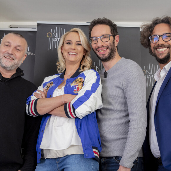 Exclusif - Fred Musa (Skyrock), Elodie Gossuin (RFM), Manu Levy (NRJ), Matthieu Belliard (Europe 1) - Backstage de l'enregistrement de l'émission "On Est En Direct" (OEED), Spéciale 100 ans de la radio, présentée par L.Ruquier, diffusée sur France 2 le 8 mai © Jack Tribeca / Bestimage 