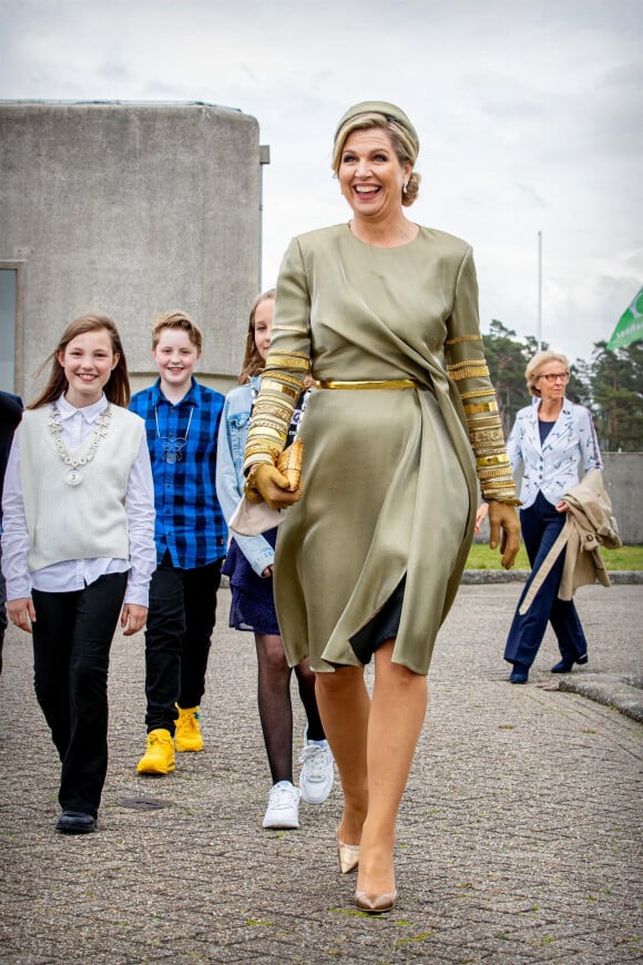 La reine Maxima des Pays-Bas lors d'une visite au "More music in the classroom foundation" à Bourtange. La fondation (Meer Muziek in de Klas) fournit une éducation musicale structurelle à tous les enfants des écoles primaires des Pays-Bas.