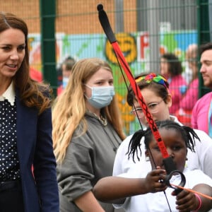 Catherine (Kate) Middleton, duchesse de Cambridge, lors d'une séance de santé mentale et de bien-être lors d'une visite à The Way Youth Zone à Wolverhampton, Royaume Uni, le 13 mai 2021.