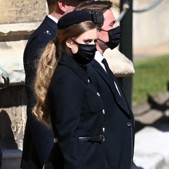 La princesse Beatrice d'York - Arrivées aux funérailles du prince Philip, duc d'Edimbourg à la chapelle Saint-Georges du château de Windsor, le 17 avril 2021. 