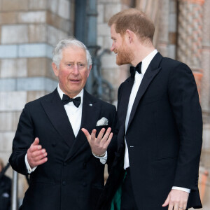 Le prince Charles, prince de Galles, le prince Harry, duc de Sussex, à la première de la série Netflix "Our Planet" au Musée d'Histoires Naturelles à Londres, le 4 avril 2019.