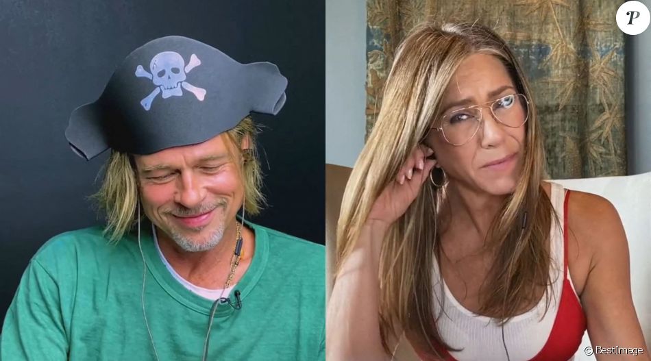 Jennifer Aniston, Brad Pitt - Les célébrités se retrouvent pour la lecture de scripts en FaceTime à Ridgemont High à Los Angeles, le 18 septembre 2020.