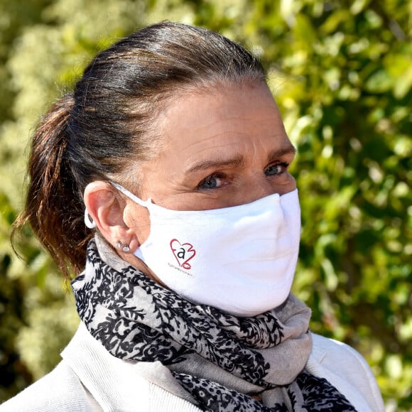 Exclusif - La princesse Stéphanie de Monaco durant la présentation du nouveau maillot de l'équipe cycliste des Carabiniers du Prince en soutien à l'association Fight Aids Monaco au Fairmont Hotel, à Monaco, le 15 mars 2021. © Bruno Bebert/PRM/Bestimage