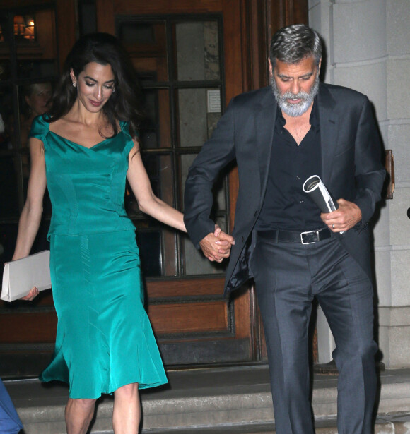 George et Amal Clooney sortent pour la soirée à New York, le 1er octobre 2019.