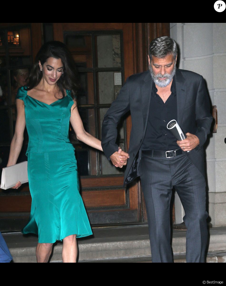 George et Amal Clooney sortent pour la soirée à New York, le 1er octobre 2019.