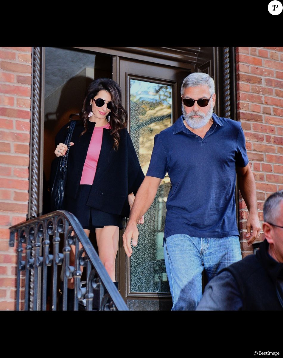 George Clooney et sa femme Amal Alamuddin Clooney sont à New York pour fêter leur 5ème anniversaire de mariage, le 27 septembre 2019