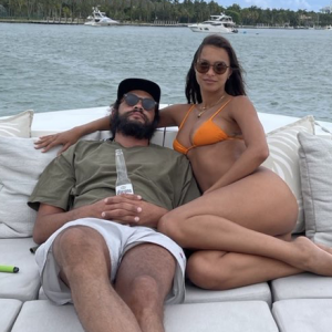 Joakim Noah et sa fiancée Lais Ribeiro à Miami. Mai 2021.