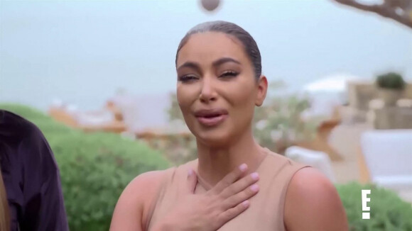 Kim Kardashian, en larmes après une grosse dispute avec Kanye West dans l'émission "L'Incroyable famille Kardashian".