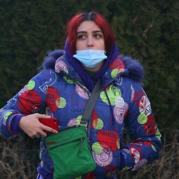 Lourdes Leon, cheveux rouges, fait un trajet en métro avec un ami à New York le 20 janvier 2021.