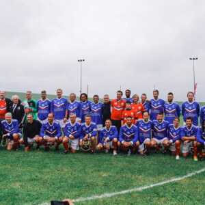 Baptiste Vendroux, Christian Karembeu, Gaëtan Huard, Sonny Anderson, Dominique Rocheteau, Laurent blanc, Jean-Michel Larqué, Arsene Wenger, Bixente Kizarazu, Claude Puel, Alain Giresse, Laure Boulleau lors du match d'inauguration du stade Charles de Gaulle à Colombey-les-Deux-Églises entre le Variétés Club de France et le club local le 6 juin 2021. Ce match contre le FC Colombey a été joué au profit de la Fondation Anne-de-Gaulle © Gwladys Duteil via Bestimage 