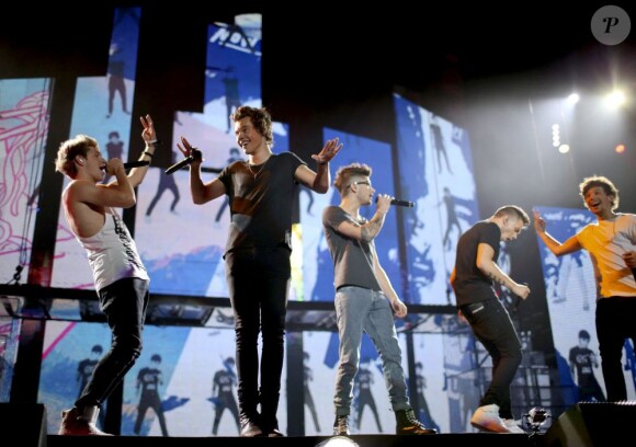 One Direction sur scène au Target Center de Minneapolis, Minnesota, USA, le 18 juillet 2013.