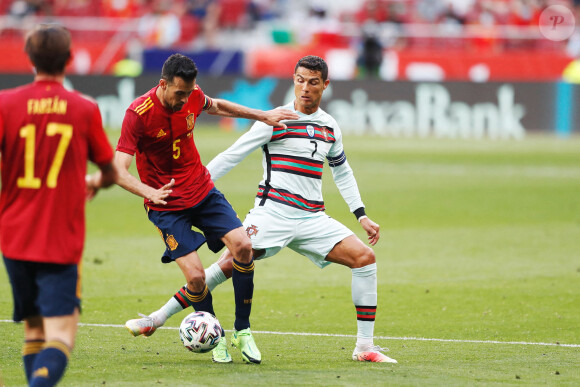 Cristiano Ronaldo lors du match de football amical Espagne - Portugal au stade Butarque à Leganes, le 8 juin 2021.