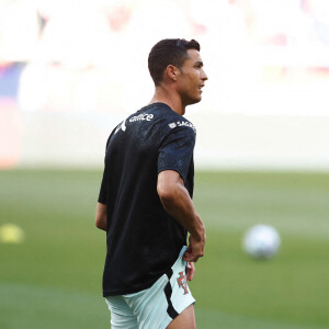 Cristiano Ronaldo à l'échauffement lors du match de football amical Espagne - Portugal au stade Butarque à Leganes, le 8 juin 2021.