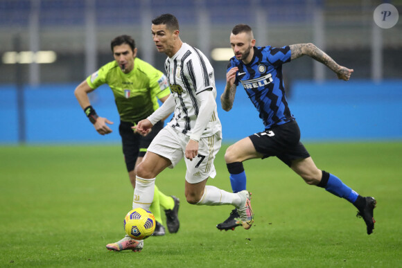 Cristiano Ronaldo lors du match de demi-finale de Coupe d'Italie entre l'Inter Milan et la Juventus Turin au stade Giuseppe Meazza. Milan, le 2 février 2021.