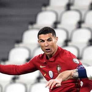 Cristiano Ronaldo lors du match Portugal - Azerbaïdjan (1 - 0) lors des éliminatoires pour la Coupe du Monde. Turin, le 24 mars 2021. © Inside / Panoramic / Bestimage