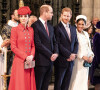 Kate Middleton, duchesse de Cambridge, le prince William, duc de Cambridge, le prince Harry, duc de Sussex, Meghan Markle, duchesse de Sussex (enceinte de son fils Archie), le prince Charles, prince de Galles lors de la messe en l'honneur de la journée du Commonwealth à l'abbaye de Westminster à Londres.