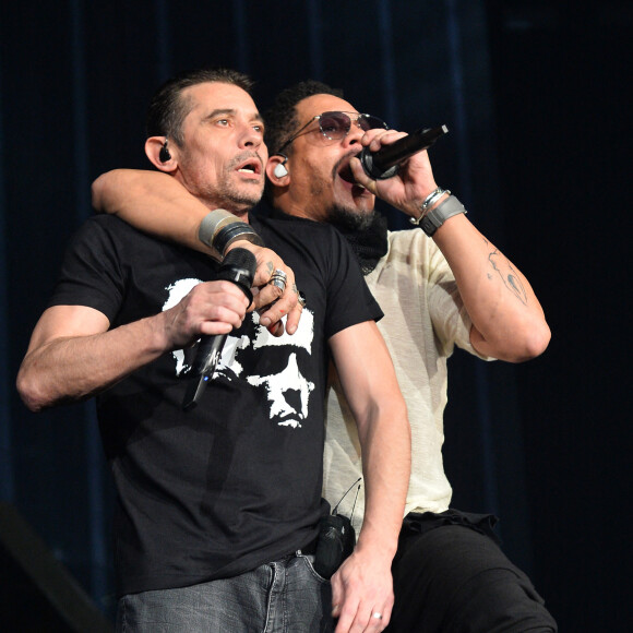 JoeyStarr (Joey Starr) et Kool Shen - Concert du groupe Suprême NTM à l'AccorHotels Arena à Paris, France, le 9 mars 2018. © Veeren/Bestimage