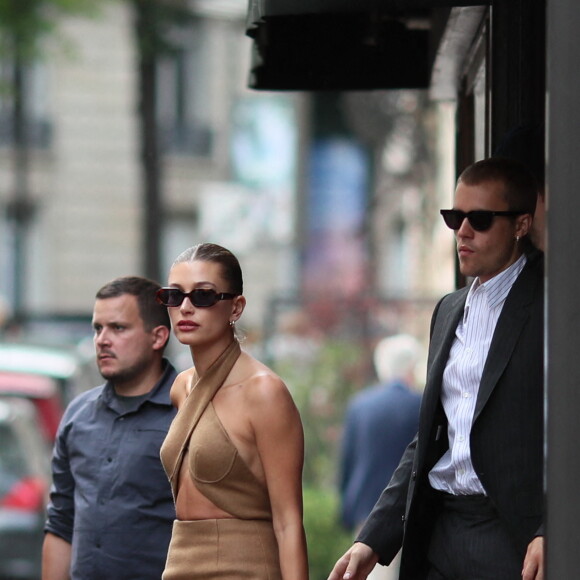 Justin Bieber et sa femme Hailey (Baldwin) vont déjeuner en amoureux au restaurant Dinand par Ferdi, après avoir été reçus au palais de l'Elysée à Paris, France, le 21 juin 2021.