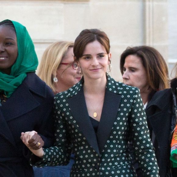 Marlène Schiappa, Secrétaire d'État chargée de l'Égalité entre les femmes et les hommes et de la Lutte contre les discriminations, Aïssata Lam, Emma Watson, Lisa Azuelos, Nadia Murad, Denis Mukwege - Les participants à la réunion du conseil consultatif pour l'égalité entre les femmes et les hommes sont accueillis par Brigitte Macron au palais de l'Elysée à Paris le 19 février 2019. © Stéphane Lemouton / Bestimage