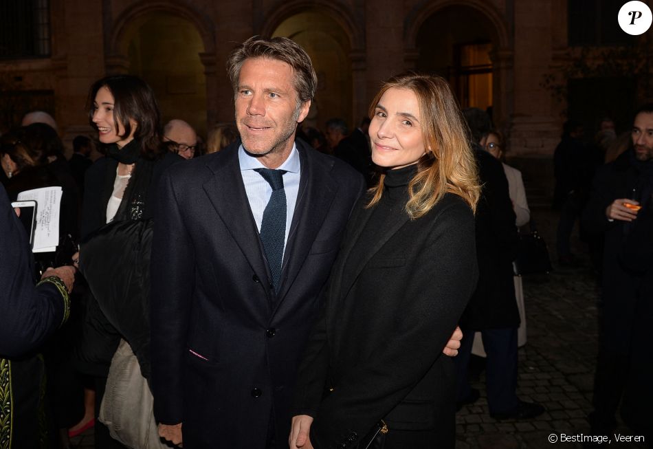Le prince Emmanuel-Philibert de Savoie et sa femmme Clotilde Courau lors de la cérémonie d'installation de F.Mitterrand à l'académie des Beaux-Arts à Paris, France, le 6 février 2020. © Veeren/Bestimage
