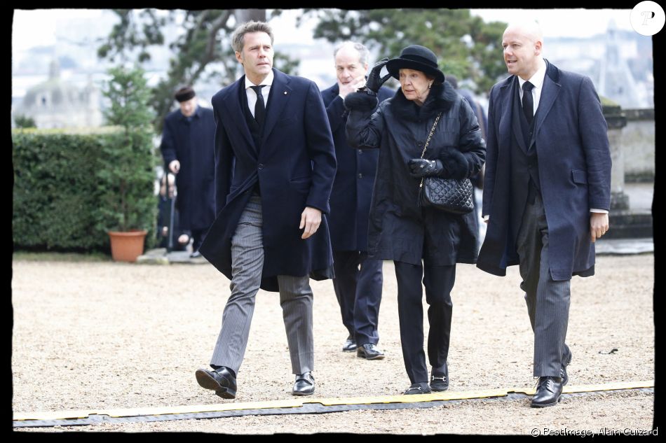 Le prince Emmanuel Philibert de Savoie et Maria Pia de Savoie - Obsèques du comte de Paris en la chapelle Royale Saint-Louis à Dreux, France, le 2 février 2019. © Alain Guizard/Bestimage