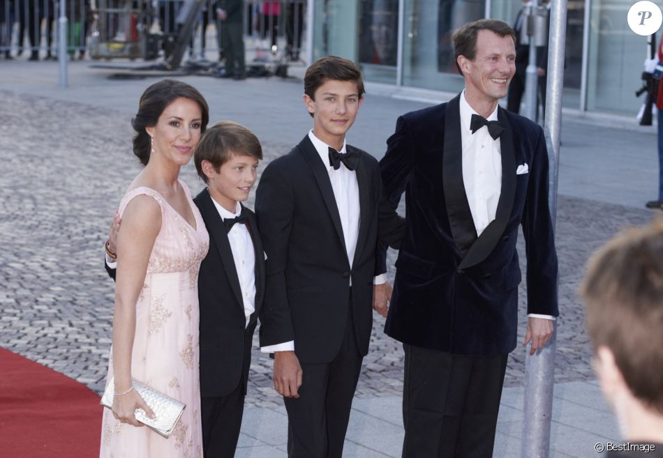 La princesse Marie, le prince Felix le prince Nicolai et le prince Joachim - Soirée de gala à l&#039;occasion du 75ème anniversaire de la reine Margrethe II de Danemark à Aarhus le 8 avril 2015.