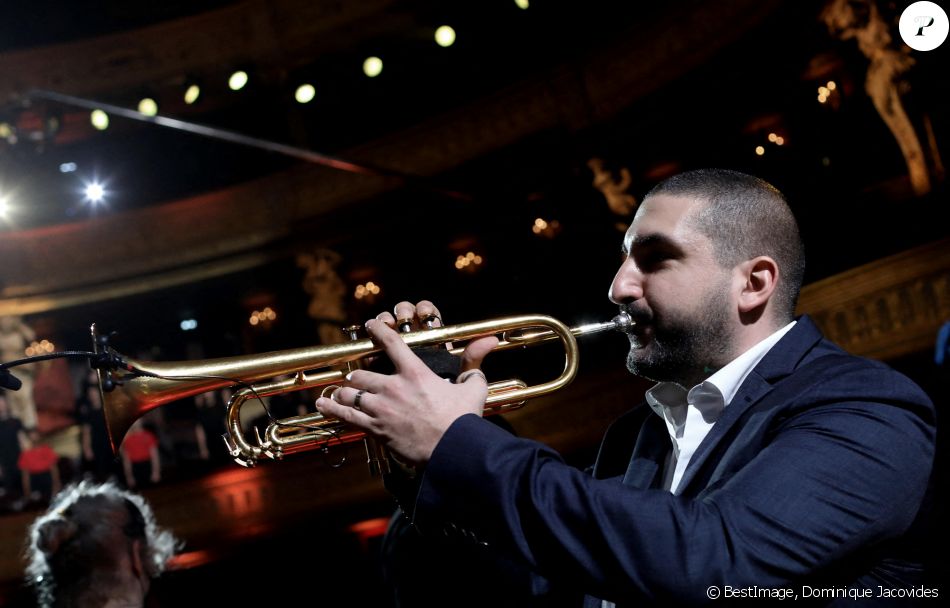 Ibrahim Maalouf - Enregistrement de l'émission "Symphonie pour la Vie, Spéciale Pièces jaunes" au Théâtre national de l'Opéra Comique à Paris. Les 3 et 4 février 2021. © Dominique Jacovides / Bestimage
