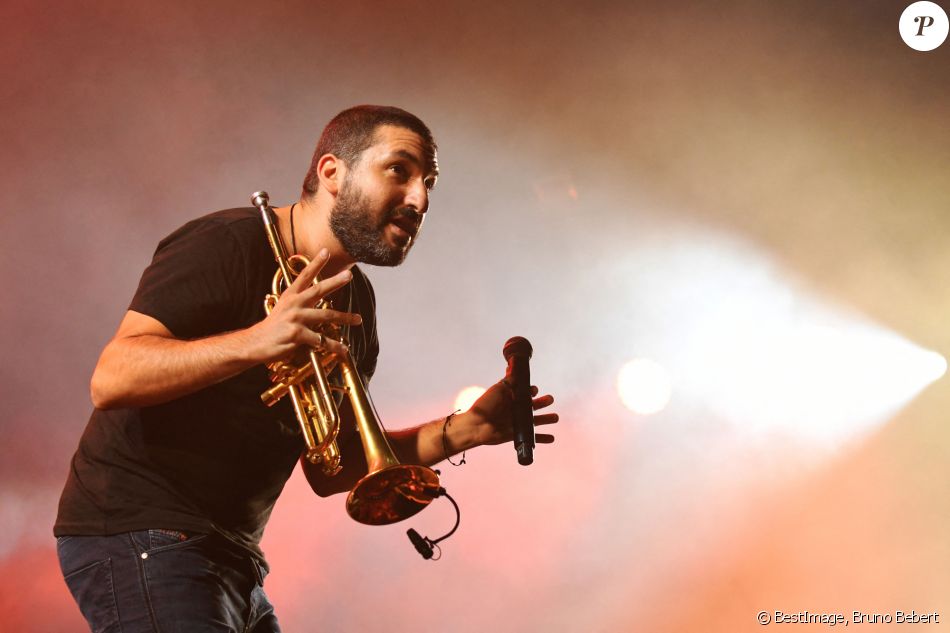 Ibrahim Maalouf avec le Haidouti Orkestar sur la scène Masséna durant le Nice Jazz Festival à Nice, le 19 juillet 2019. © Bruno Bebert / Bestimage