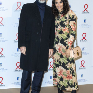 Eric Cantona et Rachida Brakni - 18e édition du "Dîner de la mode du Sidaction" au Pavillon Cambon Capucines - Potel et Chabot à Paris. Le 23 janvier 2020. © Olivier Borde/Bestimage