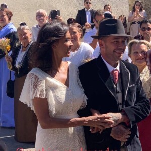Karine Le Marchand au mariage de Mathieu et Alexandre le 26 juin 2021.