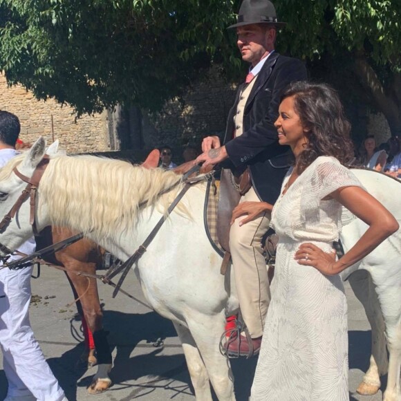 Karine Le Marchand au mariage de Mathieu et Alexandre le 26 juin 2021.