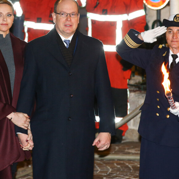 Le prince Albert II de Monaco et sa femme la princesse Charlène participent à la célébration de la traditionnelle Sainte Dévote à Monaco le 26 janvier 2017. © Olivier Huitel/Pool restreint Monaco/Bestimage