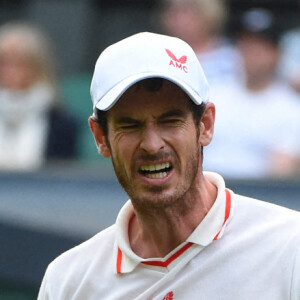Andy Murray pendant son premier match à Wimbledon, à Londres. Photo by Corinne Dubreuil/ABACAPRESS.COM