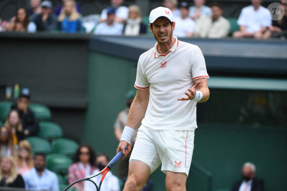 Andy Murray pendant son premier match à Wimbledon, à Londres. Photo by Corinne Dubreuil/ABACAPRESS.COM