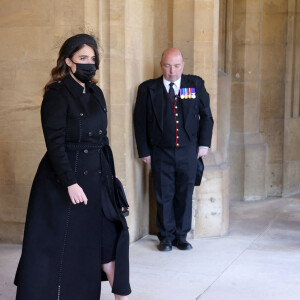 Jack Brooksbank et La princesse Eugenie d'York - Arrivées aux funérailles du prince Philip, duc d'Edimbourg à la chapelle Saint-Georges du château de Windsor, le 17 avril 2021.