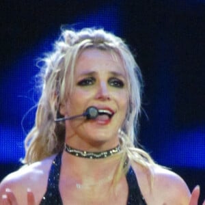 Britney Spears en concert avec le rappeur Pitbull à l'O2 Arena de Londres le le 24 août 2018.