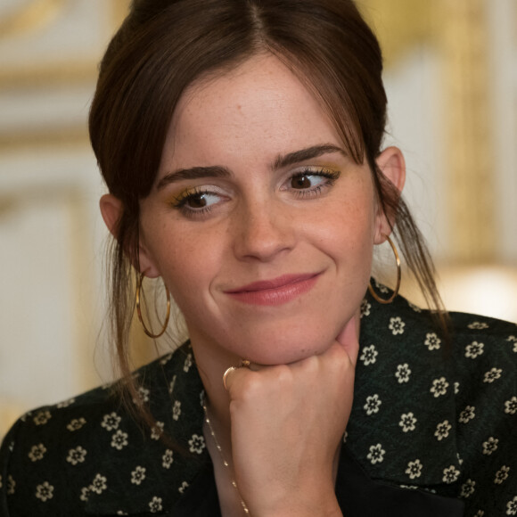 Emma Watson durant la réunion du conseil consultatif pour l'égalité entre les femmes et les hommes au palais de l'Elysée à Paris le 19 février 2019. © Jacques Witt / Pool / Bestimage