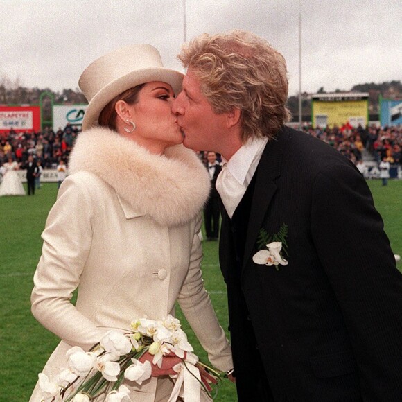Patrick Sébastien et sa femme Nathalie lors de leur mariage.