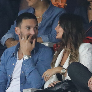 Hugo Lloris et sa femme Marine dans les tribunes lors de la Ligue des nations opposant la France aux Pays-Bas, au Stade de France, à Saint-Denis, Seine Saint-Denis, France, le 9 septembre 2018. © Cyril Moreau/Bestimage